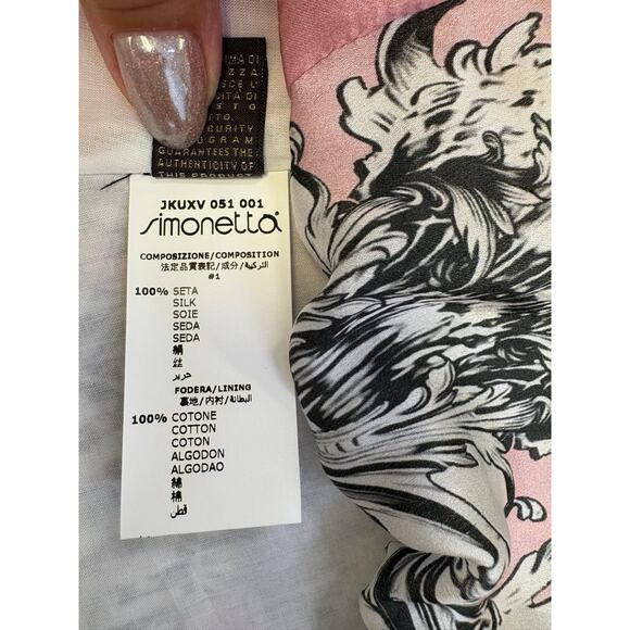 Roberto Cavalli Girls 100% Silk Bubble Hem Dress Pink Black Print Size 6 Party - Picture 6 of 9